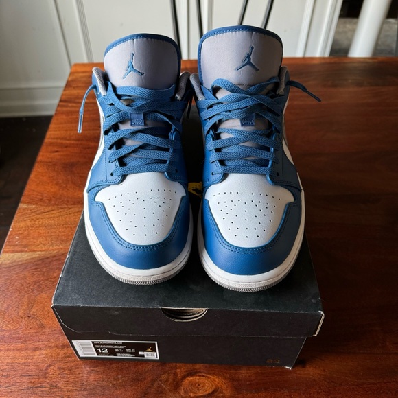 SOLD ❌ Nike Air Jordan 1 Low 'True Blue Cement' Shoes Sneakers Men's 12 Box - Picture 2 of 10